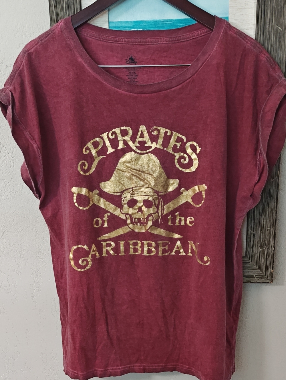 Disney Pirates of the Caribbean Graphic Tee - Burgundy & Gold